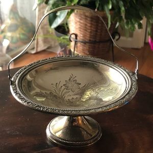 FRANK WHITING FLORAL STERLING CANDY DISH HANDLE